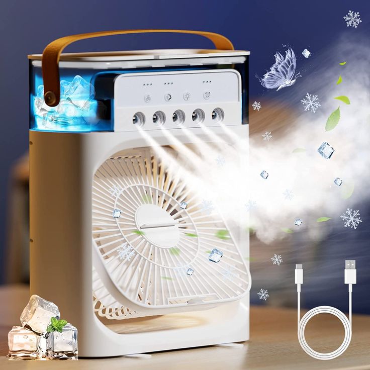 USB Evaporative AC Cooler With 7 Colors LED Light & 5 Spray Modes - WEE HUB 